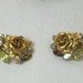 Vintage Rhinestone Rose Earrings Gold Clip Style GIft