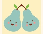 Twin pears (pair, two, children, kids, fun, cute, happy)