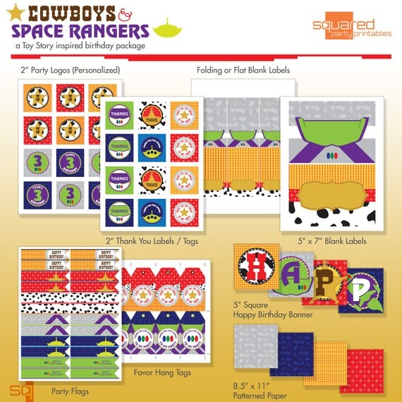 Toy Story Inspired Birthday Party Printable DIY Package - Cowboys & Space Rangers Il_570xn