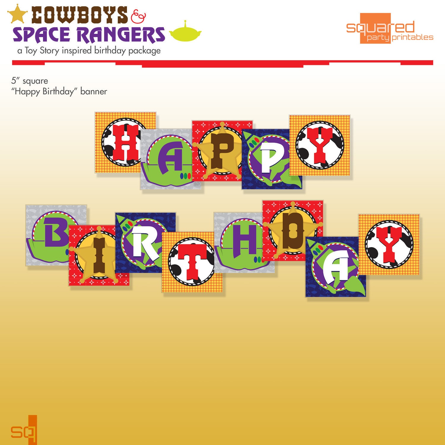 Toy Story Inspired Printable Birthday Banner - DIY Print - Cowboys & Space Rangers Il_570xn