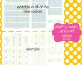 monthly budget worksheet - EDITABLE / FILLABLE PDF document