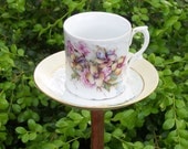 Teacup Feeder - Violet & Forget-Me-Not Teacup Garden Totem
