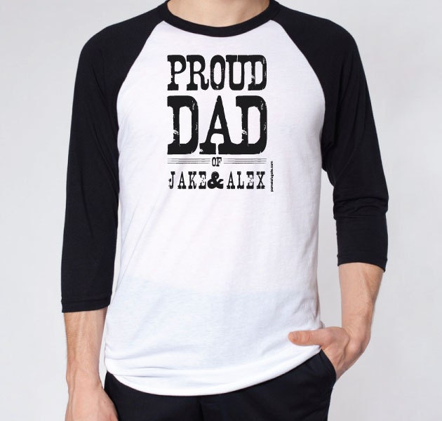 Proud Dad Of - Personalized With Any Names - Men's Baseball Jersey - FREE SHIPPING