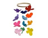 Butterfly Baby Crib Mobile - Bright Rainbow - Yellow Green Blue Purple Pink Red - Colourful Nursery Decor - New Baby Gift