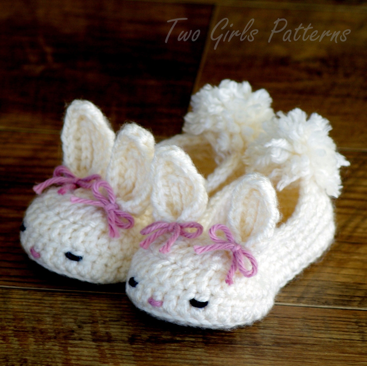 Crochet Patterns Classic Year-Round Bunny House Slippers PDF - Pattern number 204 Instant Download