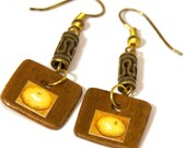 Orange Art Earrings One of a Kind Art Jewellery