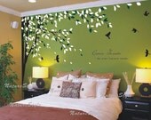 wall decal branch with flying birds vinyl baby wall decal nursery tree decal branch decal  wedding wall decal - branch with flying birds