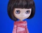 Pullip Blythe Dal Monster High doll size hand knitted pink shades sweater