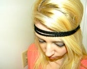 Crochet Black Headband-  Hippie headband- Pick your color