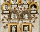 Three Generation 8 Person Custom Tree with Photos in Tan