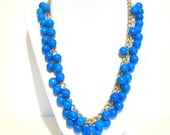 TURQUOISE BLUE NECKLACE-Statement Blue Necklace, Beaded Jewelry,Blue Jewelry, Cluster Necklace, Chunky Necklace, Gemstone Jewelry