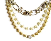 Three Strand Pearl Flower Necklace Assemblage