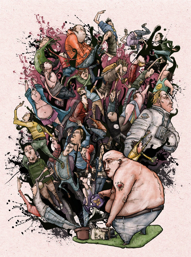 etsy art Growing multiple personalities A4 art illustration drawing ink pencil pen digital print comic