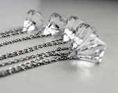 Ice crystal. long pendant necklace - acrylic crystal on silver plated chain