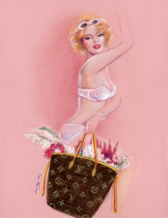 Romantic Louis Vuitton - Print of Original Pastel drawing