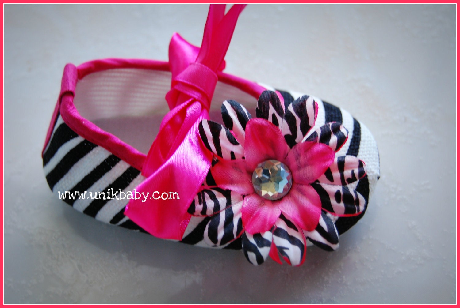 Ballerina Zebra Crib Shoes Hot Pink, Light Pink, Or Lavender, or Your Color Of Choice 0-6  or  6-12 Months