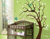 Nursery Tree Wall Decal Wall Sticker - Nesting Tree Decal with Birds and Baby Bird Nest