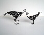 Big and Little SPIRAL BIRDS - Unique Wire Bird Sculptures - Card and Photo Holders