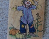 Scarecrow Rubber Stamp H958 Pumpkin Patch Scarecrow by Hero Arts