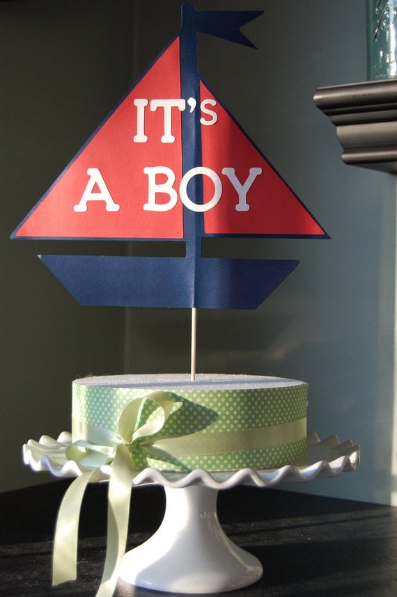 Its A Boy Sailboat Cake Topper, Nautical Baby Shower, Nautical Party, Nautical Birthday, Smash Cake