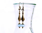 Aquamarine Drop Earrings Art Deco Sea Glass Dangles