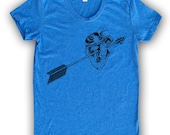 Arrow Through Heart Women's Poly Cotton T-Shirt by American Apparel (S M L XL) Choose Your Shirt and Ink Colors