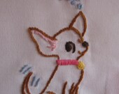 Made to Order-Hand Embroidered Chihuahua Tea Towel