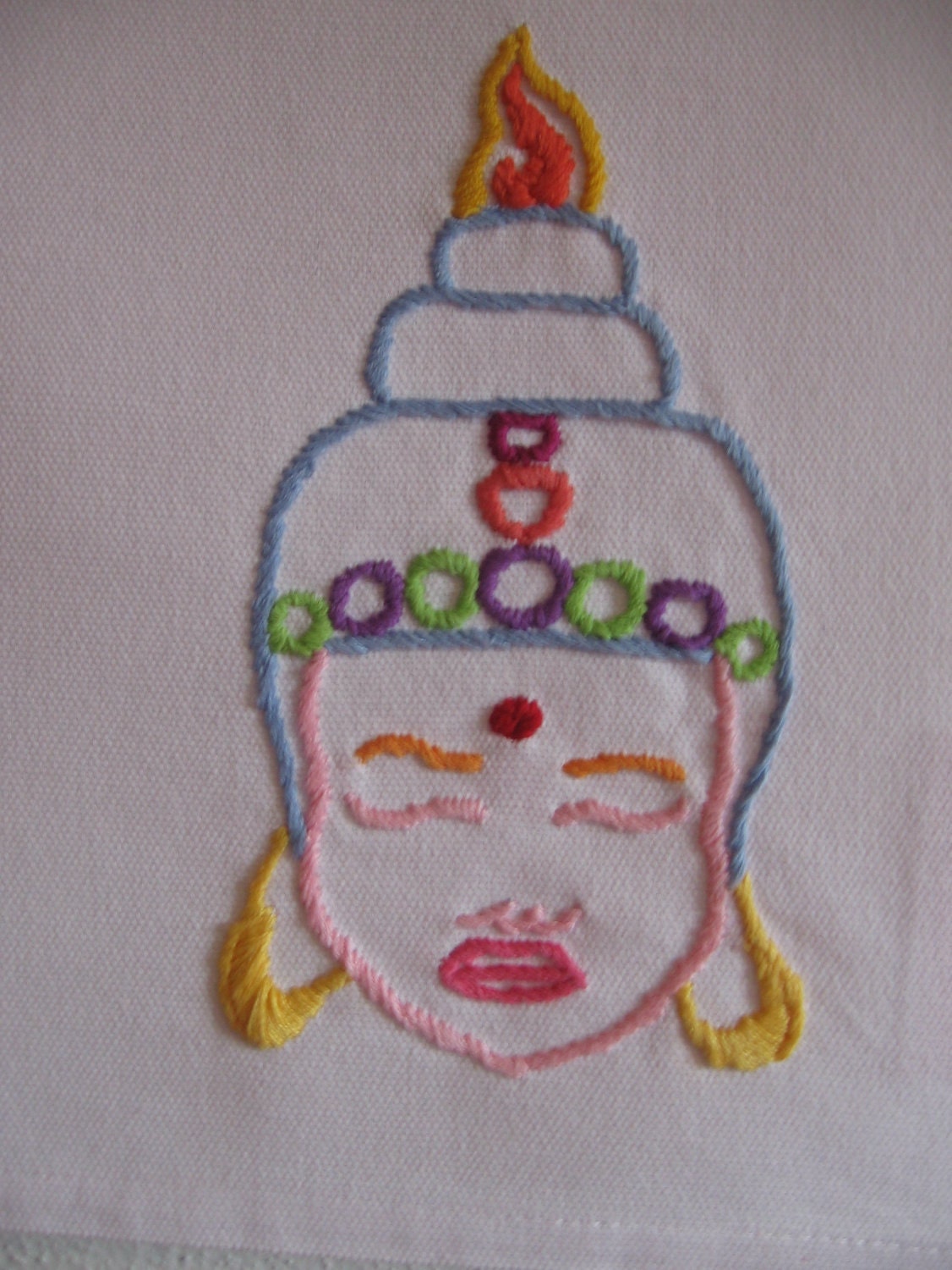Made to Order-Hand Embroidered Buddha Tea Towel