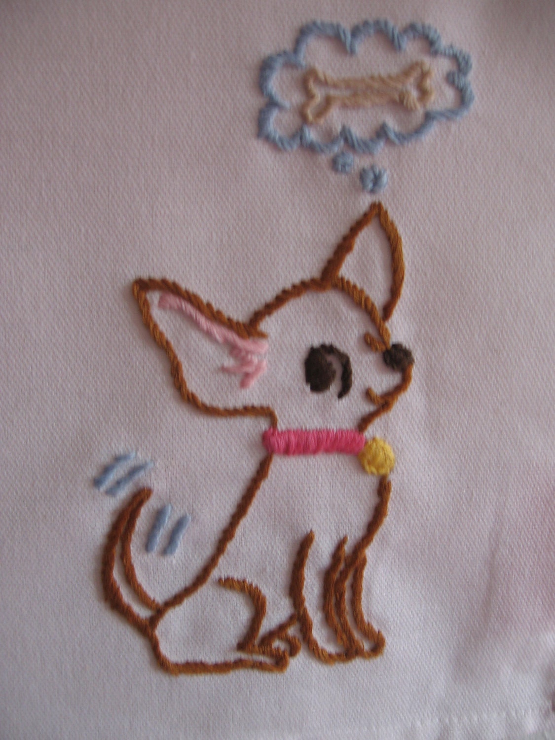 Made to Order-Hand Embroidered Chihuahua Tea Towel