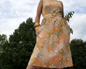 Late 40s Early 50s Vtg Fleur De Lis Day Dress / Mad Men / LEE WENTLEY By WENTWORTH