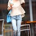 Casual Linen Blouse Three quarter Sleeve Round Neck Shirt in Cream - NC348
