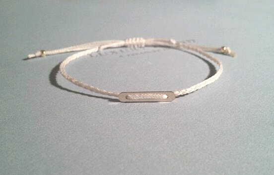 gold bar friendship bracelet, dainty cotton cord. little ber.