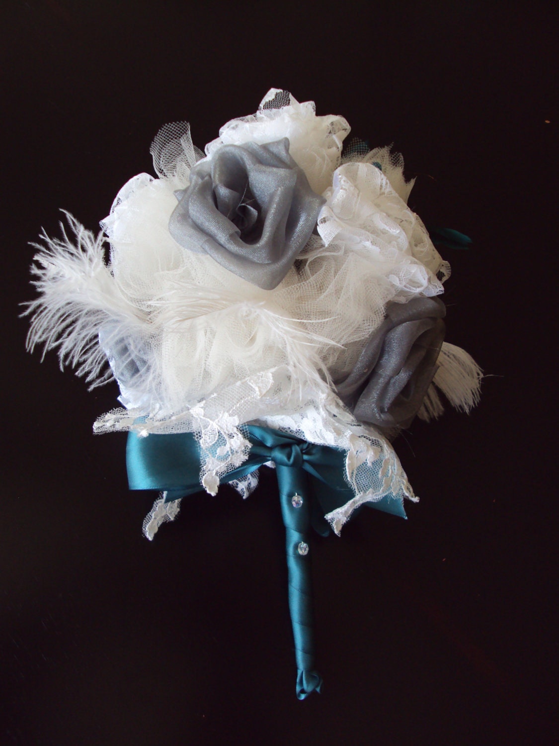 Fabric Wedding Bouquet - Art Deco Design from Heirloom Materials