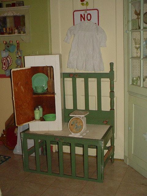 Antique Farmhouse Cupboard Old Paint Chippy Cottage Chic White Storage Cabinet