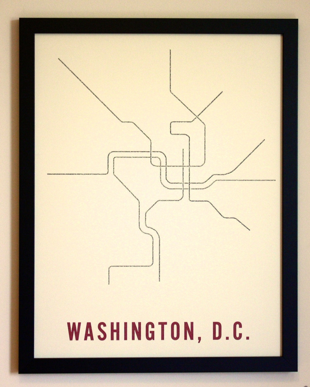 Washington, D.C. Typographic Transit Map Poster