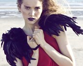 Black Feathered Epaulette Shoulder Pieces