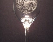 DR WHO Masters Fob Watch inspired Wine Glass Engraved Glass