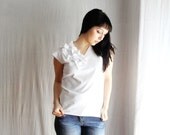 White top tshirt in jersey - short sleeve shirt tank top womens top