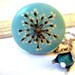 Morning Dew - turquoise enameled locket necklace with real dried flowers & blossom charm