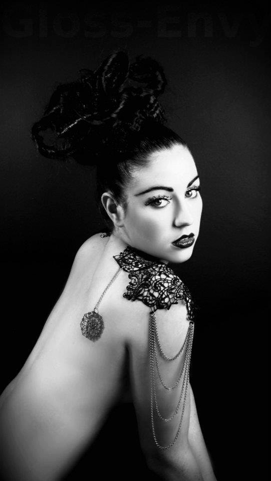 Steampunk lace collar black bib detachable collar necklace with bronze chain epaulets epaulettes BODY TATTOO burning man