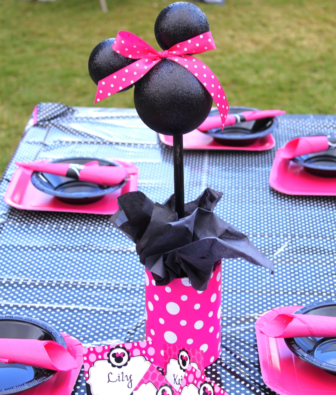 Minnie Mouse Centerpieces - Minnie Party Decor - Minnie Centerpiece - Krown Kreations Il_570xn