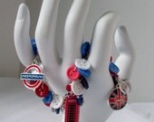 Handmade Button Charm Bracelet-Destination London