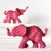Hot Pink Elephants Jungle Safari Baby Shower Decorations in Magenta Glitter for Wedding Table Settings, or Fuchsia Girly Girl Nursery Decor