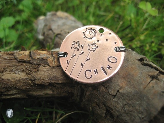 Handmade Personalized Pet Id Tag - Unique Pet Id Tag - Wire Wrapped - Aluminum Backer