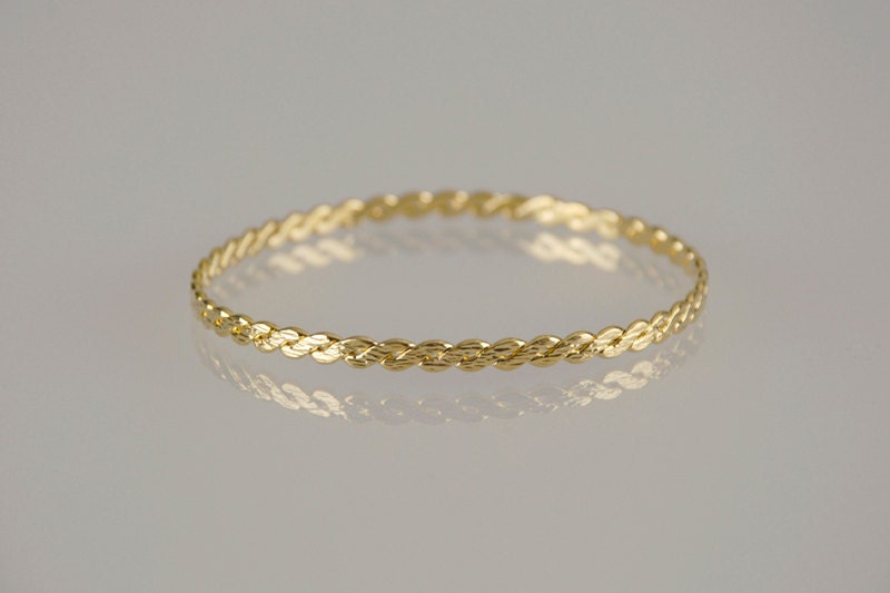 Gold Braid Bangle, Golden Braided Bracelet, Minimalist Wedding Jewelry, Brides and Bridesmaids Bracelet- Ready to Ship