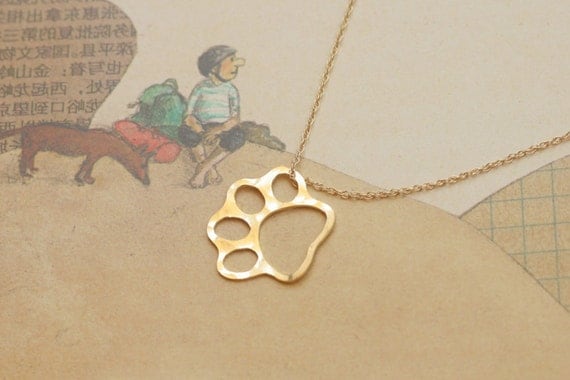 Dog Paw, Cat Paw Gold Necklace, Gift for Pet Lovers, Cute Animal Paw Jewelry- Handmade
