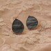 Gold Drop Earrings with Black Leather, Black Posts- Handmade- Free Shipping