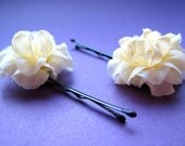 Light Yellow Flower Hairpins - Ruffled Marigold Hair Accessories
