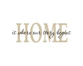 Home is Where Our Story Begins Vinyl Wall Decal Wall Quote Saying for Living Room or Family Room 13H x 36W FS041