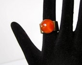 Carnelian- Cabochon -Antique Brass -Adjustable Ring- by Pauletta Brooks